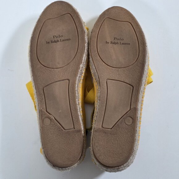 Polo Ralph Lauren Espadrilles Women US 8 Yellow Lace Up Flat Jute Canvas Preppy - Picture 8 of 16